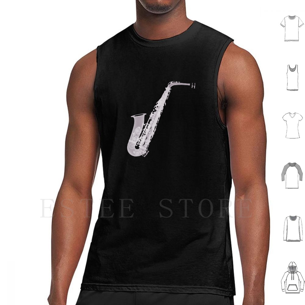 Musical Instrument Images - Saxofone-X-Ray Regatas Colete Sem Mangas Instrumento