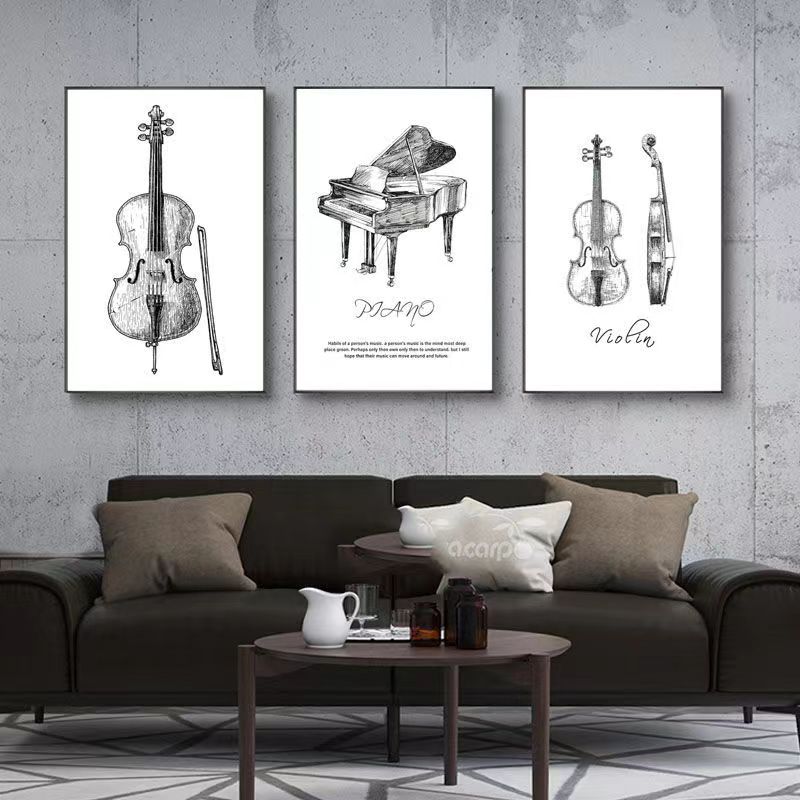 Musical Instrument Photo - Pintura em tela moderno e minimalista