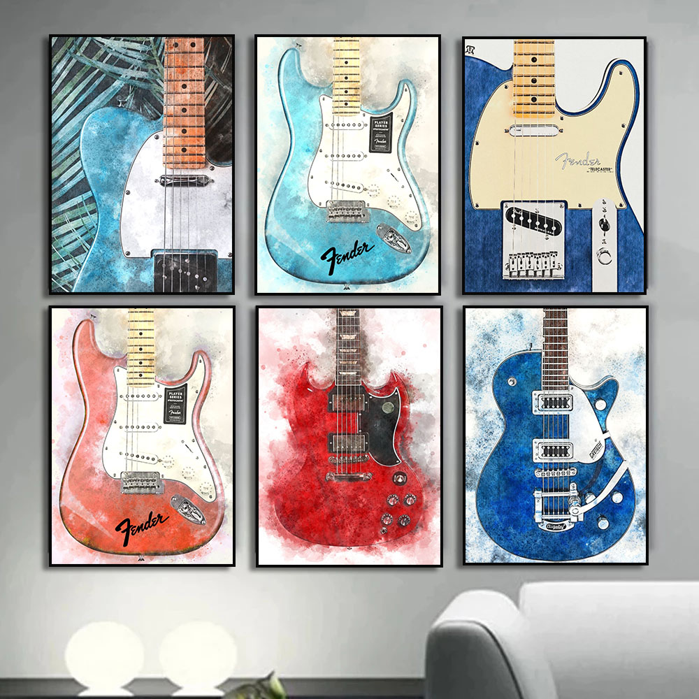 Picture Of Musical Instrument - Vintage rock música guitarra quadros em