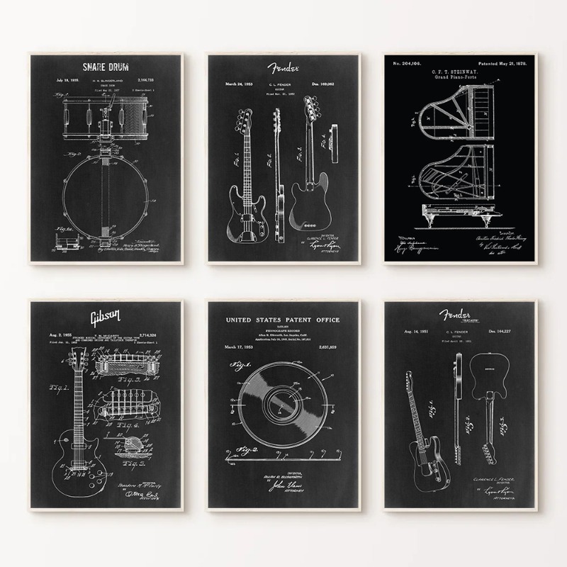 Vinil Blueprint Posters e Impr - Musical Instrument Images avaliação e preço