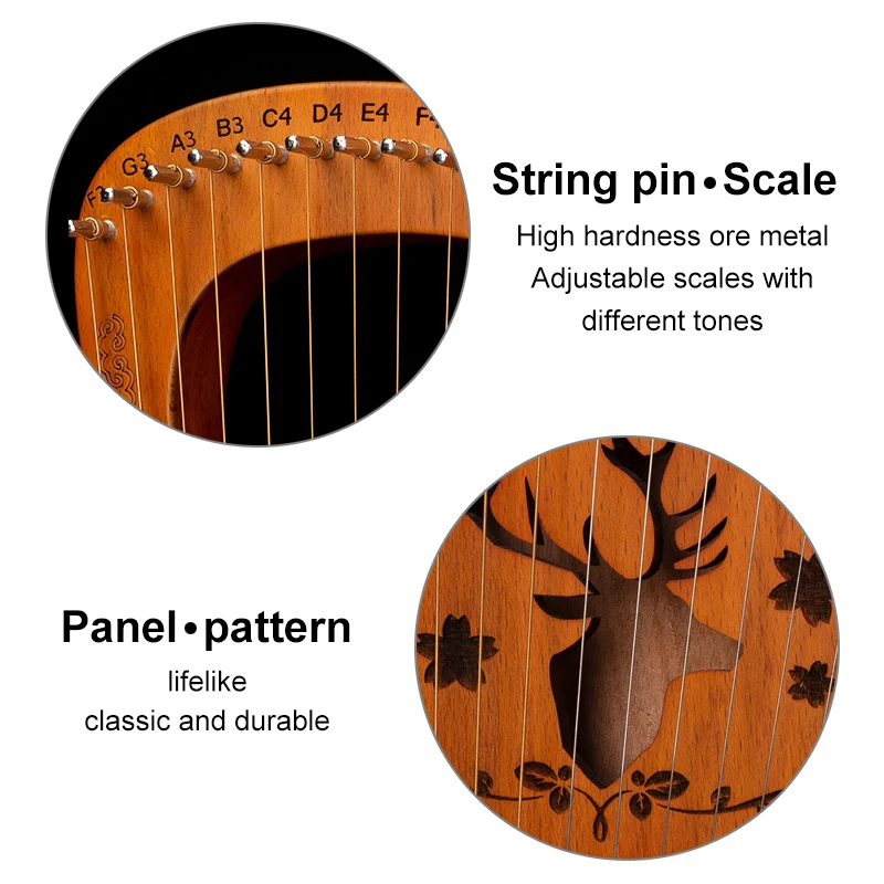 19 cordas lira harpa mogno mad - Musical Instrument Lyre avaliação e preço