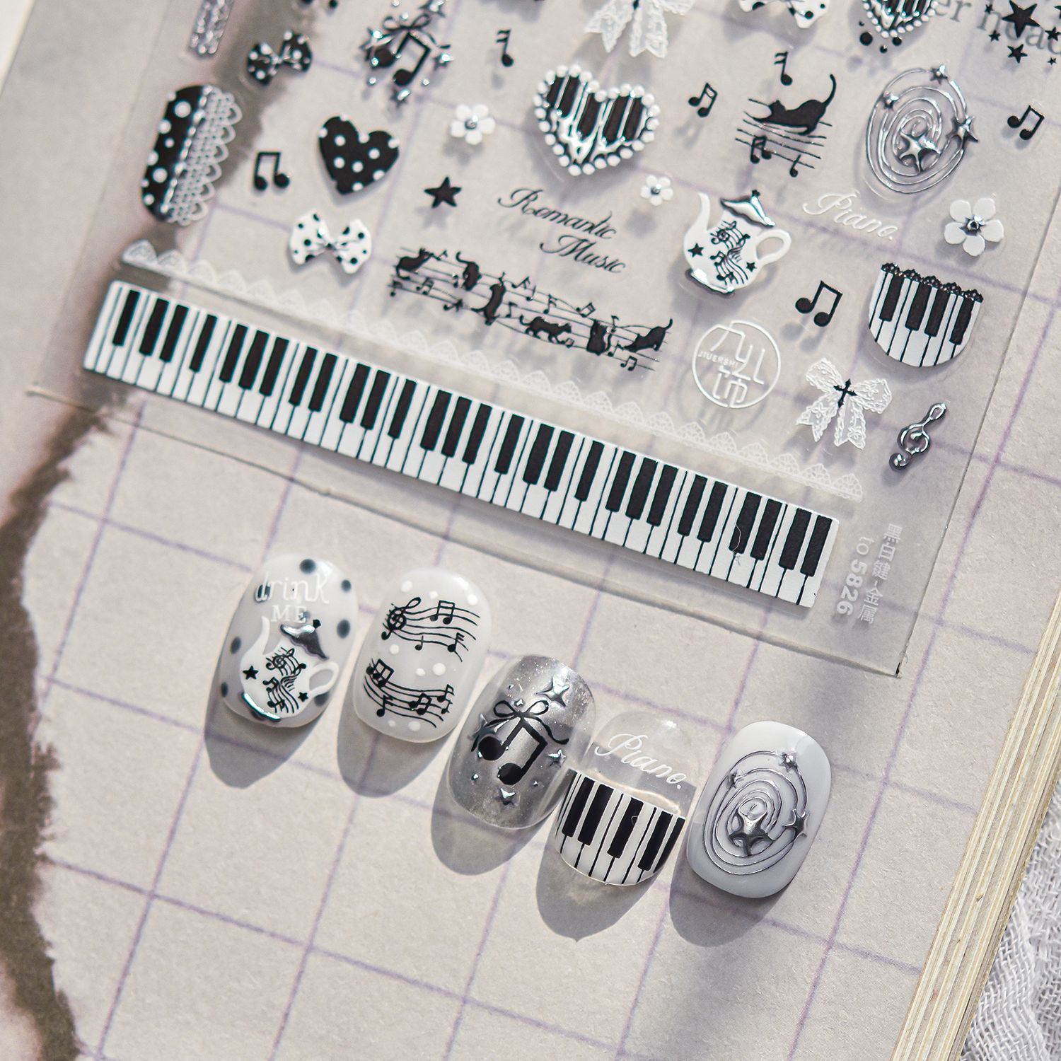 Adesivos de unhas 5D em preto  - Musical Instrument Images avaliação e preço